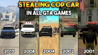 GTA  STEALING COP CAR IN ALL GTA GAMES [upl. by Osnofedli]