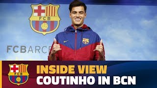 BEHIND THE SCENES Coutinhos first day at Barça [upl. by Annid]