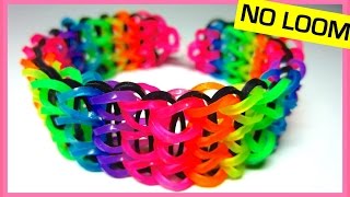 Triple Single Rainbow Loom Bracelet without Loom on Two Forks [upl. by Kucik]