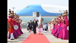 PM Modi Welcomes US President Trump At Ahmedabad Airport [upl. by Occir]