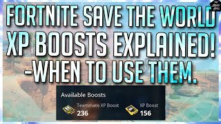 FORTNITE STW BOOSTS EXPLAINED  HOW TO USE THEM WHEN TO USE THEM HOW TO GET THEM amp WHAT THEY DO [upl. by Mosier]