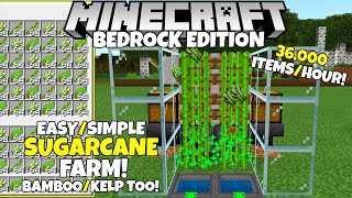 Minecraft Bedrock EASY SugarcaneBambooKelp Farm 36000 ItemsHour Tutorial MCPE Xbox PC Ps4 [upl. by Ecirtaeb]