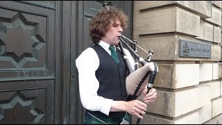 Maries Wedding Scottish Bagpipes Busker Royal Mile Edinburgh Scotland [upl. by Lianna]