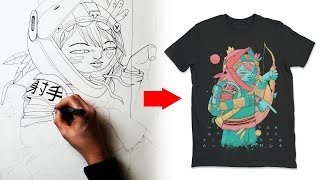 How I design a T Shirt  Clothing Art Tutorial [upl. by Nichani]