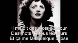 Edith Piaf La vie en rose with lyrics [upl. by Mallin]