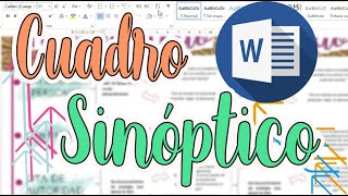 Cuadro Sinóptico en Word  Apuntes bonitos  Cynthi [upl. by Evvy]