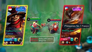 NERF KENZY VS TOP 1 PHILIPPINES FRANCO TRASHTALKER  WHO WILL WIN [upl. by Doloritas446]