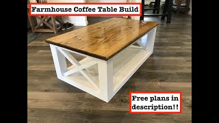 Farmhouse Coffee Table Build free plans in description [upl. by Otaner]