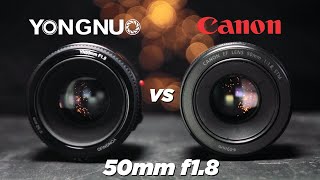 Canon 50mm 18 STM vs Yongnuo 50mm 18  Surprising results [upl. by Hgiel]