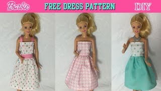 DIY Tutorial How to make Barbie Doll Dress Free Pattern [upl. by Axel]