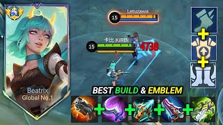 TOP GLOBAL BEATRIX FULL BUILD amp EMBLEM  meta 1 hit build 2024 [upl. by Eidnar]