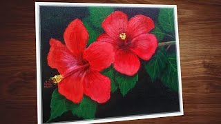 Hibiscus Flowers Acrylic Painting [upl. by Ecinerev769]