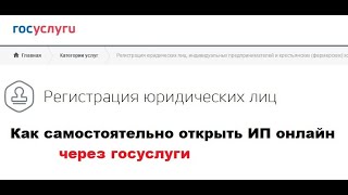 Как зарегистрировать ИП через ГосУслуги [upl. by Suirrad]