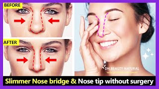 How to Slimmer Nose bridge Get thinner and sharper nose bridge Slim down Nose tip without surgery [upl. by Elacim719]