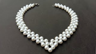 How To Make A Pearl Necklace At Home useful amp easy [upl. by Anilas]