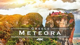 Meteora Monasteries Greece 🇬🇷  by drone 4K [upl. by Eceerahs402]