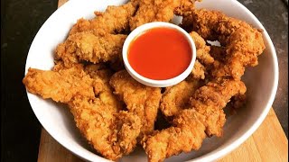 THE BEST HOMEMADE CRISPY CHICKEN STRIPS  EASY CHICKEN TENDERS [upl. by Homere520]