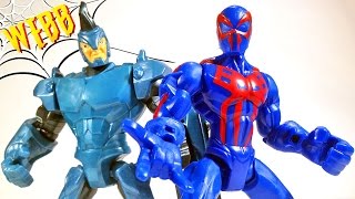 Marvel Super Hero Mashers SPIDERMAN 2099 vs RHINO Action Figure Review [upl. by Nhaj343]