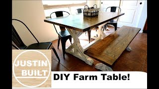 How to Build a Farmhouse Table and Bench DIY [upl. by Annohsed895]