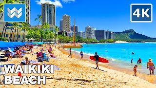 4K Waikiki Beach in Honolulu Oahu Hawaii USA  Walking Tour Vlog amp Vacation Travel Guide 🎧 ASMR [upl. by Carolee]