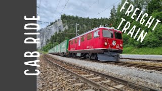 Rhaetian Railway SWITZERLAND cab ride with a freight train HAULED by a 1947 bulit locomotive [upl. by Roswell]