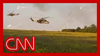 Watch Ukraine helicopters assault Russian position [upl. by Ahseital638]