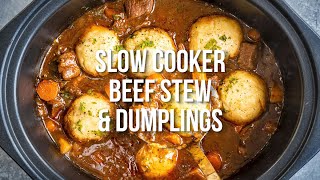 Slow Cooker Beef Stew and Dumplings  Supergolden Bakes [upl. by Odranar]