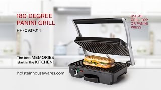 HH0937014SS Panini Grill 180 Grados Holstein Housewares [upl. by Egedan]