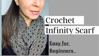 How to Crochet Infinity Scarf  Easy for Beginners [upl. by Letney]