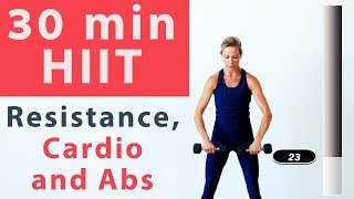 Advanced HIIT cardio resistance and AB interval workout [upl. by Asilaj]