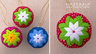 HOW to MAKE QUILTED ORNAMENTS  NO SEW Easy Quilt Ornament with Fabric [upl. by Enreval]