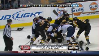 BruinsThrashers line brawl uncut NESN 1080p HD 122310 [upl. by Fellner]