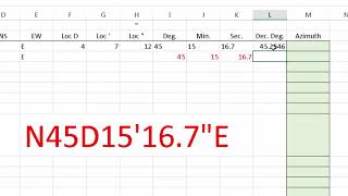 Bearing to Azimuth conversion in Excel [upl. by Phiona]