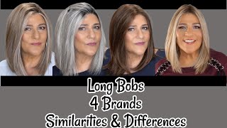 4 LONG BOBS  4 BRANDS  Similarities and Differences Wig Review [upl. by Biddy440]