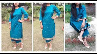 Make Full Suit From Old Saree  DIY Kurti  Measurement cutting Stitching [upl. by Feigin]