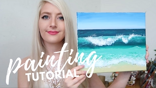 PAINTING TUTORIAL Acrylic Ocean for Beginners  Katie Jobling Art [upl. by Navy755]