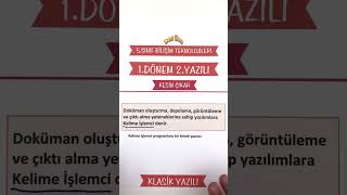 5Sınıf Bilişim Teknolojileri 1Dönem 2Yazılı Açık Uçlu Klasik Yazılı [upl. by Nadabb413]