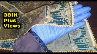 how to attach invisible lace on slits chaak and daman of kameez gum silai les lagane ka tarika [upl. by Aspa]