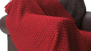 Beginner Crochet Bernat Red Blanket Pattern [upl. by Otrebmuh]