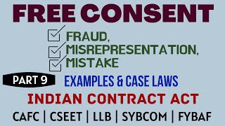 Fraud  Misrepresentation  Mistake  Free Consent  Indian Contract Act  Caselaws  Example [upl. by Ohcamac]