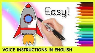 How to Draw a ROCKET SHIP Easy Learning Video for Kids [upl. by Dutch169]