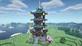 Minecraft Tutorial  How to Build a Japanese Pagoda 44 [upl. by Pallaton]