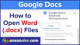 How to Open a Word Document in Google Docs Tutorial [upl. by Vierno548]