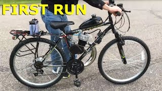 80cc 2Stroke Motorized Bike Build EP20  First Run [upl. by Malsi]