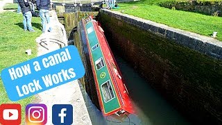 E22 How to take a narrowboat down through a canal lock on the Kennet amp Avon canal [upl. by Nnylyar]