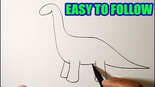 How to draw a brontosaurus dinosaur  EASY WAY of Dinosaur Drawing [upl. by Groot711]