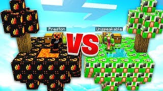 PRESTONPLAYZ vs UNSPEAKABLEGAMING LUCKY BLOCKS  1v1 Minecraft Modded Sky Wars [upl. by Estren]