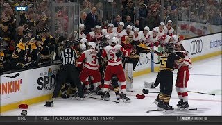 BruinsWings scrum near goalie fight 12118 [upl. by Risley]