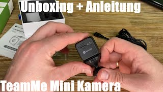 TeamMe Mini Kamera 1080P HD WLAN IP Kamera mit Akku Nanny Sicherheitskamera Unboxing und Anleitung [upl. by Secnarfyram]