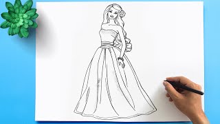 Barbie Doll Drawing Tutorial for Beginners Barbie [upl. by Charters]